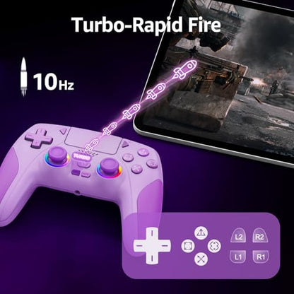 Akalyptra Wireless Controller for PS-5/PS-5 Pro/Slim/PC with Turbo/Macro/Combo, Hall Effect Controller for PS5 Support Dual Vibration, 3.5mm Headphone Jack, 6-Axis Motion Control Gamepad with Speaker - color: Purple
