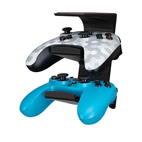 The IRIS - Under Desk Dual Universal Game Controller Mount Holder Hanger for XBOX ONE, SERIES X, PS5, PS4, PS3, SWITCH, STEELSERIES Gamepad & More, No Screws by Brainwavz - color: IRIS - Dual Controller Mount