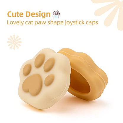 GeekShare Cat Paw Shape Thumb Grip Caps,Soft Silicone Joystick Cover Compatible with Switch/OLED/Switch Lite (Brown & Yellow) - color: Yellow Cat