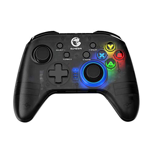 GameSir T4 pro Wireless Bluetooth Game Controller for Windows 7 8 10 PC/iOS/Android/Switch, Dual Shock USB Mobile Phone Gamepad Joystick for Apple Arcade MFi Games, Semi-Transparent (Renewed)