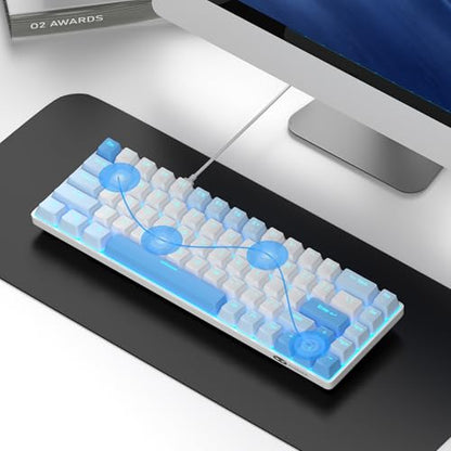 MageGee Portable 60% Mechanical Gaming Keyboard, MK-Box LED Backlit Compact 68 Keys Mini Wired Office Keyboard with Red Switch for Windows Laptop PC Mac - Sky Blue - color: Sky Blue/Red Switch