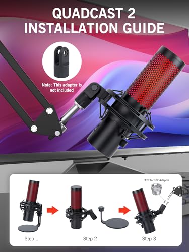 For HyperX QuadCast 2 Boom Arm - Mic Arm Compatible with Hyper x QuadCast, Microphone Boom Arm with Cable Ties, Improve Sound Quality, Mic Boom Arm for Hyperx QuadCast by SUNMON - color: QuadCast 2 Mic Boom Arm