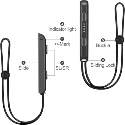Gepicest Wrist Strap for Joycon 4 Pieces Switch Parts Accessories Controller Attachments Compatible with Joy Con, Dual Remote Comfort Controller Straps Black 2 Pairs - color: Black