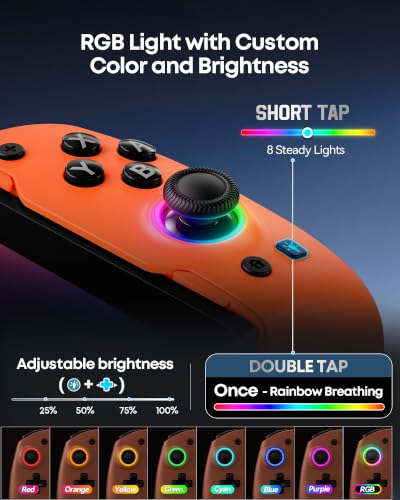 OIVO VGA DESIGN Switch Controller Handheld for 1/2/OLED, Ergonomic Grip Stretch Joypad for SW Console, Wireless Controller with TMR Joysticks, RGB Lighting, Turbo, 4 Macros & Card Slot - color: Orange & Blue