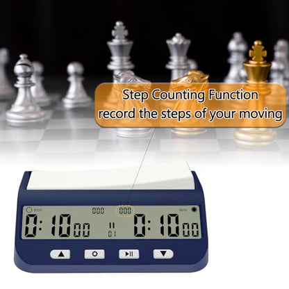 Digital Chess Clock Timer, 5-in-1 Multifunction Portable Competition Specific Chess Clock, Professional Board Game Timer with Bonus & Delay Count Down up ON Off Alarm