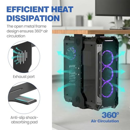 Adjustable Under Desk PC Mount, Heavy Duty PC Holder Under Desk- Up to 77 lbs Load Capacity, CPU Holder Stand Computer Mount for Standing Desks Home Office Laboratory