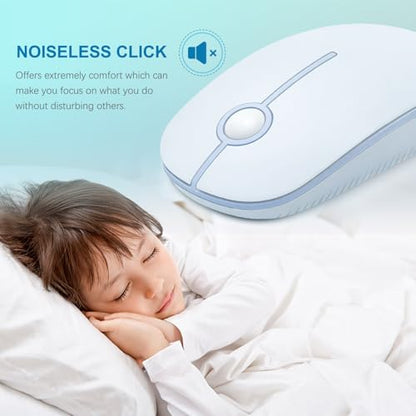 VssoPlor Wireless Mouse, 2.4G Slim Computer Laptop Mouse, Light Blue | Portable Mouse, Plug & Play USB Nano Receiver, Quiet Silent Optical Mice for Notebook, PC, Laptop, Computer, Windows, Mac - color: Light Blue