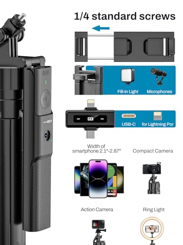 Vlogging Kit,Content Creator Essentials w/Mic & Light(R01 Kit) | 68" Extendable Tripod,For iPhone & Android, Wireless Lavalier Mic(1TX+2RX), Remote Control, For TikTok & YouTube Recording - style: Vlogging Kit-A
