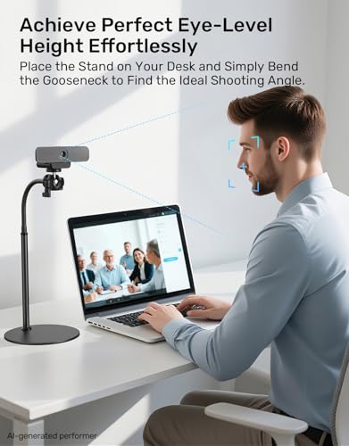 Webcam Stand for Desk, Upgraded Gooseneck Web Camera Tripod & 360° Swivel Ballhead for Logitech Webcam C922 C930 C930e C920 C920s C920x C960 C615 BRIO NexiGo N60 with 1/4" Thread
