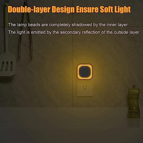2 Pack Plug in Dimmable Night Light, Auto Dusk to Dawn Sensor, Soft Golden Yellow Light for Bathroom, Hallway, Stairs, Kitchen, Bedroom, as Mother or Father Gifts - color: Golden Yellow