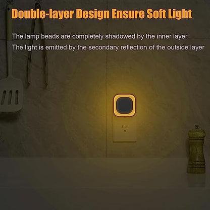 2 Pack Plug in Dimmable Night Light, Auto Dusk to Dawn Sensor, Soft Golden Yellow Light for Bathroom, Hallway, Stairs, Kitchen, Bedroom, as Mother or Father Gifts - color: Golden Yellow