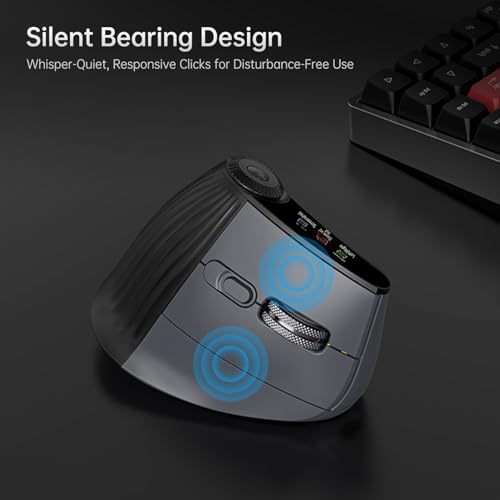 Ergonomic Vertical Mouse Wireless, Rechargeable Bluetooth Ultra-Fast Scrolling 4800 DPI Ergo Mouse, 2.4G Quiet Clicks 6 Buttons RGB Optical Mice, 3 Multi-Device Connectivity for Mac, Laptop - color: Black