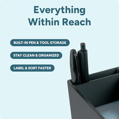 Trading Card Toploader & Penny Sleeve Station with Anti-Slip Base & Tool Storage | Dual Compartment Heavy-Duty Dispenser for Sports Cards & TCG | One-Hand Access Organizer for Card Breaks & Sorting