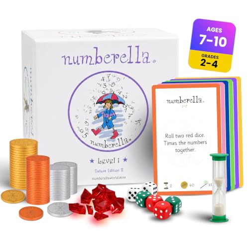 Numberella Deluxe Math Board Game for Kids – Level 1 | Ages 7–10, Grades 2–4 | Mental Math & Times Tables | Award-Winning Data-Proven STEM Game | Family, Homeschool & Classroom | 432 Questions