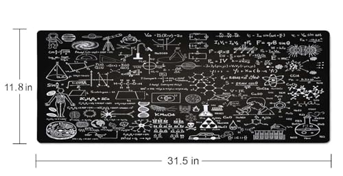 Science Formulas Gaming Mouse Pad, Extended Large Mouse Mat Desk Pad, Big Computer Keyboard Desk Pad, Stitched Edges Mousepad, 3mm Thick Long Non-Slip Rubber Base Mice Pad, 31.5 X 11.8 Inch - color: Science Formulas