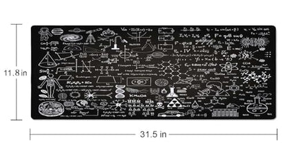 Science Formulas Gaming Mouse Pad, Extended Large Mouse Mat Desk Pad, Big Computer Keyboard Desk Pad, Stitched Edges Mousepad, 3mm Thick Long Non-Slip Rubber Base Mice Pad, 31.5 X 11.8 Inch - color: Science Formulas