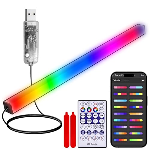 RGB LED Monitor Ambient Light Bar, 16 Inch USB Powered, APP Control & Music Sync, 16 Million Colors Dimmable, Gaming/Desk Display Backlight