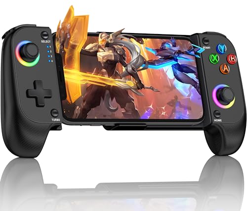 GIGEEKNY Phone Controller for iPhone/Android Support Phone Case, Mobile Game Controller with Led Light, Upgraded Joysticks, Turbo