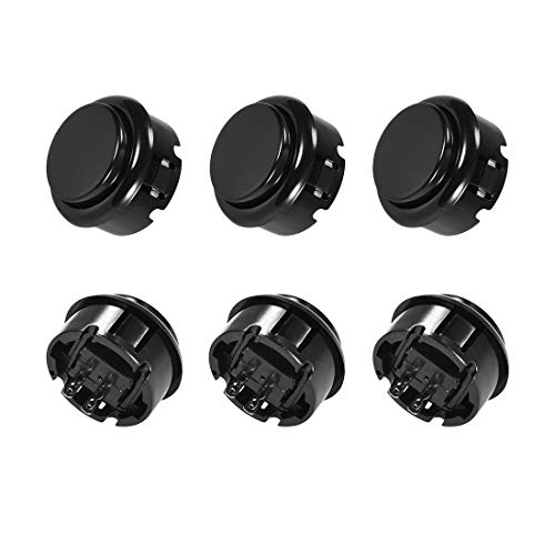 uxcell 30mm Mounting Hole Momentary Game Push Button Switch for Arcade Video Games Black 6pcs - color: Black