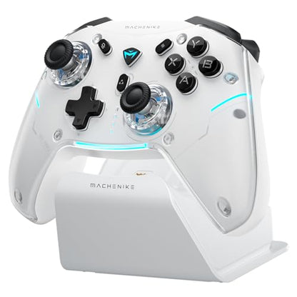 Machenike G5PRO Max SE 1000HZ Wireless Gaming Controller for NS/PC/iOS/Android with Charging Dock,PC Controller Hall Effect Joystick/Triggers/Gyroscope,RGB Backlight, White - color: White