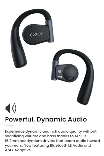 Cleer ARC II Open Ear Headphones, True Wireless Ear Buds with Dual Mic, Sweat Resistant, Multi-Point Connect, 35 Hrs Playtime, Secure Fit, Bluetooth 5.3 Earbuds with Ear Hooks, Preset EQs, Blue - color: Blue