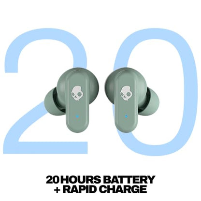 Skullcandy Dime 3 Wireless In-Ear Bluetooth Earbuds - Preppy Sage | Noise Isolating Fit, 20 Hours Battery, Microphone for iPhone Android, Easy Carry with Integrated Lanyard, Travel Friendly - color: Preppy Sage