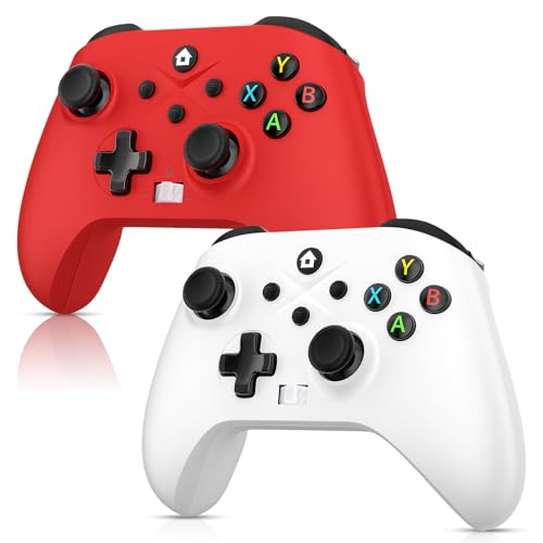 Dinosoo 2 Pack Wireless for X-box Controller Series X|S, X-box One & Windows 10/11, PC Steam Games, Built-in Battery Dual Vibration Turbo Macro Function, with 2.4GHz Adapter Red+White - color: Green+White