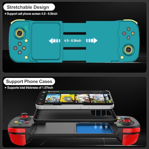 arVin Bluetooth Controller for iPhone/iPad/MacBook/iOS/Android/Samsung/Tablet/PC Wireless Gamepad Joystick with Back Button, Analog Triggers, Stretchable, Direct Play for Call of Duty, Genshin Impact - color: Blue