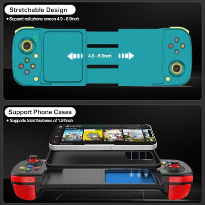 arVin Bluetooth Controller for iPhone/iPad/MacBook/iOS/Android/Samsung/Tablet/PC Wireless Gamepad Joystick with Back Button, Analog Triggers, Stretchable, Direct Play for Call of Duty, Genshin Impact - color: Blue
