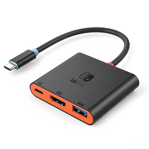 Switch 2 Dock for TV, Aluminum Alloy Shell HDMI 2.0 4K@60Hz HDR Docking Station for Nintendo Switch 2/OLED/Steam Deck/ROG Ally, USB C to HDMI Adapter with 100W PD 3.0 Fast Charging & USB3.0