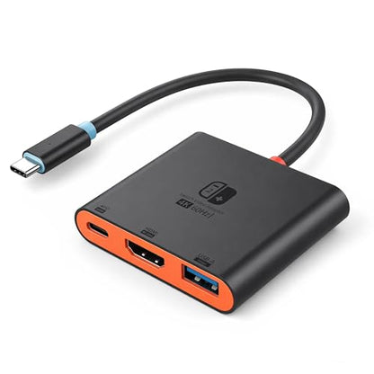 Switch 2 Dock for TV, Aluminum Alloy Shell HDMI 2.0 4K@60Hz HDR Docking Station for Nintendo Switch 2/OLED/Steam Deck/ROG Ally, USB C to HDMI Adapter with 100W PD 3.0 Fast Charging & USB3.0