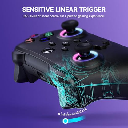 ECHTPower Switch 2 Controller, 2025 Wireless Controller with RGB/Macro/Shift/Turbo/Vibration, 1000mAh Bluetooth Controller Compatible with Switch/Switch 2/PC/Adroid/iOS - color: Dark