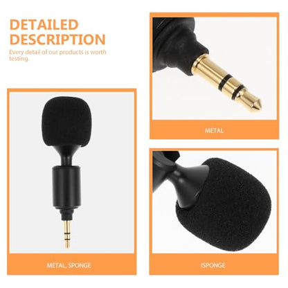Veemoon 3pcs Stereo Microphone for Mobile Phones Bendable Live Streaming Mic Connector Versatile Laptop Home Use for Gaming Voice Calls and Conferences