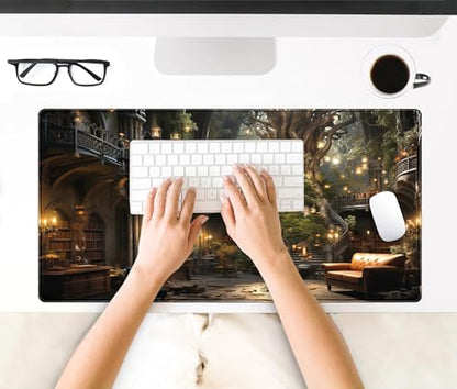Dark Academia Bookish Desk Mat Adventure Dreams Extended Mousepad Large Gaming Mousepad Black Extended Mouse Pad XXL Laptop Computer Mouse Keyboard Mat 31.5 x 15.7 - color: A9- Bookish Academia