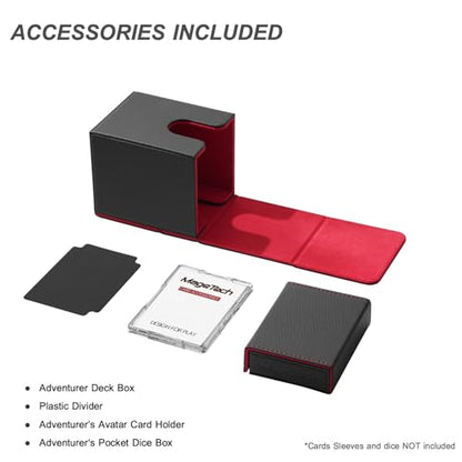 Mage Tech Adventurer [Champion] 60-Card Solution - Avatar Holder + Pocket Dice Box with Life Tracker - Rugged, Expandable - MTG Standard/LOR/PTCG - Black/Red - color: 2. Ambition (Black/Red), style: 3. Champion[60-card solution]