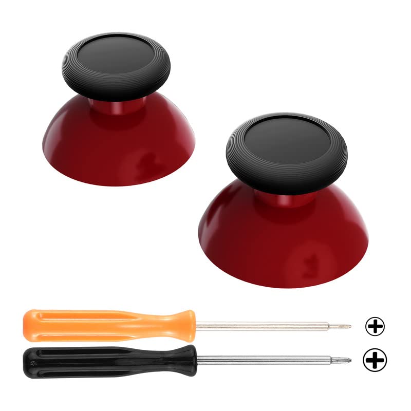 eXtremeRate Carmine Red & Black Replacement 3D Joystick Thumbsticks, Analog Thumb Sticks with Cross Screwdriver for Nintendo Switch Pro Controller - color: Black & Carmine Red