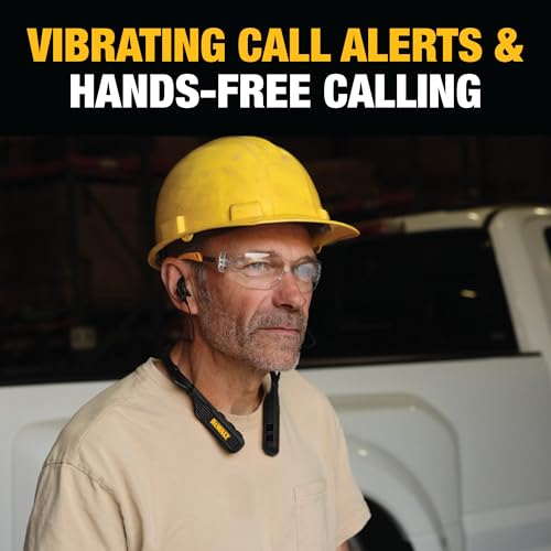 DEWALT Heavy Duty Black Edition 2-in-1 Neckband Bluetooth Headphones | w/Built-in Speakers, Jobsite Wearable Speaker & Around Neck, Wireless Headset, 60+ Hrs Hands-Free Music & Calls, Carry Pouch - color: Black
