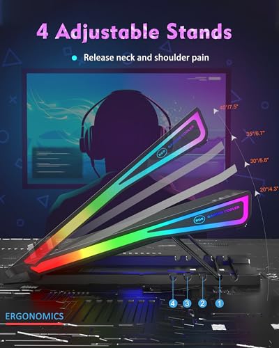AICHESON Laptop Cooling Pad, 15 Powerful Cooling Fans, Gaming Laptop Cooler with RGB Lights for 15-17.3 inch PC Computers - color: RGB