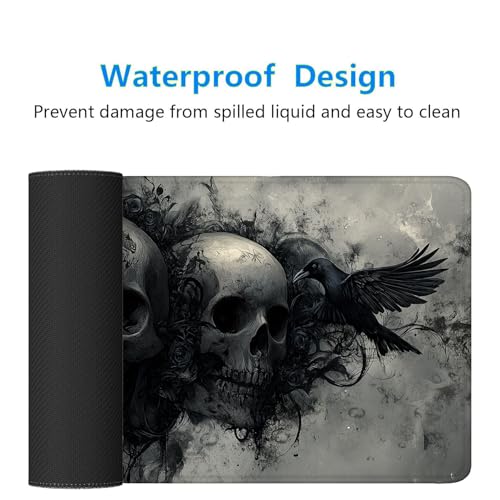 Ghost Skull Fog Desk Pad Mouse Pad Dark Skull Crow XL Mouse Pad Large Mousepad Extended Laptop Keyboard Mat Gaming Desk Pad Mouse Mat 31.5"x11.8" Office Computer Keyboard Laptop Home - color: Ghost Skull Fog_009, size: 11.8" x 31.5"