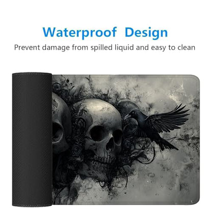 Ghost Skull Fog Desk Pad Mouse Pad Dark Skull Crow XL Mouse Pad Large Mousepad Extended Laptop Keyboard Mat Gaming Desk Pad Mouse Mat 31.5"x11.8" Office Computer Keyboard Laptop Home - color: Ghost Skull Fog_009, size: 11.8" x 31.5"