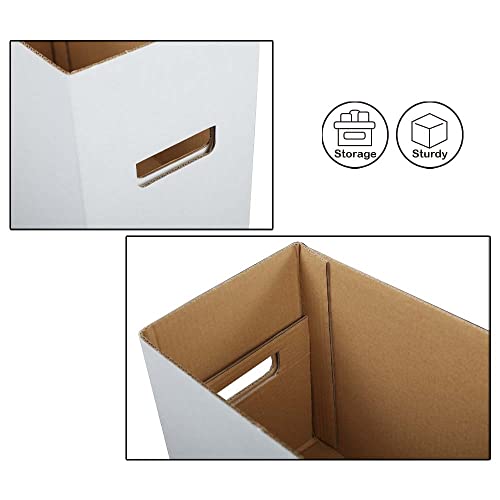 CROSSDESIGN 10 Pack Box Storage for Storing Small Items/Books/Kitchen/Supplies/Card, Corrugated Board Holds 150-175 Comics Collapsible/Stackable - size: 10 Pack | w/ handle