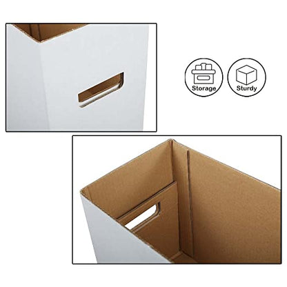 CROSSDESIGN 10 Pack Box Storage for Storing Small Items/Books/Kitchen/Supplies/Card, Corrugated Board Holds 150-175 Comics Collapsible/Stackable - size: 10 Pack | w/ handle