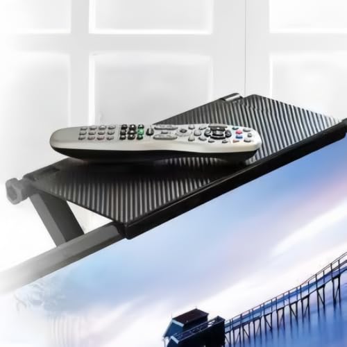 Adjustable Screen Top Shelf Organizer for TV Monitor, Universal Space-Saving Mount Shelf for Soundbar Cable Box Apple TV, Black - color: Black