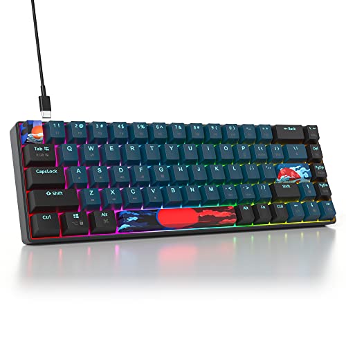 Portable 60% Mechanical Gaming Keyboard Blue/Black, RGB Backlit Wired Key Board with Red Switch, Compact 68 Keys Office Keyboards with for Windows Laptop PC (68 Monster/Red Switch) - color: 68 Monster/Red Switch