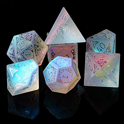 UDIXI Prism Glass Dice Set, Frosted Rainbow Glass Dice for Tabletop Games | Premium Gift Box, DM Gift, for Dungeons and Dragons Role Playing Games - color: Sandblasted Prism