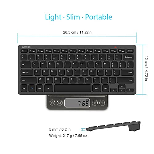 Arteck 2.4G Wireless Keyboard Ultra Slim and Compact Keyboard with Media Hotkeys for Computer Desktop PC Laptop Surface Smart TV and Windows 11/10/8/7, Black - color: Black