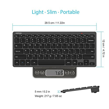 Arteck 2.4G Wireless Keyboard Ultra Slim and Compact Keyboard with Media Hotkeys for Computer Desktop PC Laptop Surface Smart TV and Windows 11/10/8/7, Black - color: Black