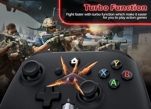 Xexvyrin Wireless Controller for X-box One, X-box Series X/S, PC, Switch, iOS, Android, LED Gaming Controller with TURBO, Macro Function, 6-Axis Gyro, 3.5mm Audio Jack, 2.4GHz Adapter（Black and white two-pack） - color: Black and white