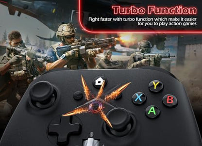 Xexvyrin Wireless Controller for X-box One, X-box Series X/S, PC, Switch, iOS, Android, LED Gaming Controller with TURBO, Macro Function, 6-Axis Gyro, 3.5mm Audio Jack, 2.4GHz Adapter（Black and white two-pack） - color: Black and white