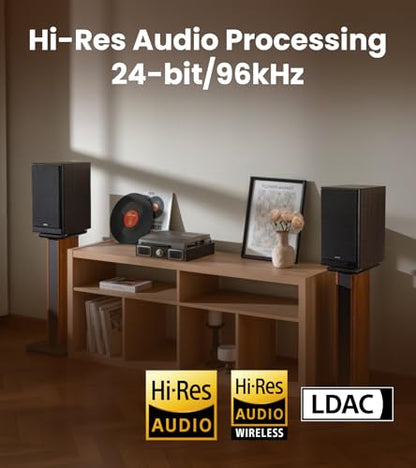 Edifier R2750DB MKII Powered Bookshelf Speakers, 144W 3-Way Active Speakers with Sub Out, Hi-Res Audio, Bluetooth 6.0 with LDAC, HDMI/Optical/Coaxial for Turntable, PC, TV, Home Audio - Walnut - color: Walnut
